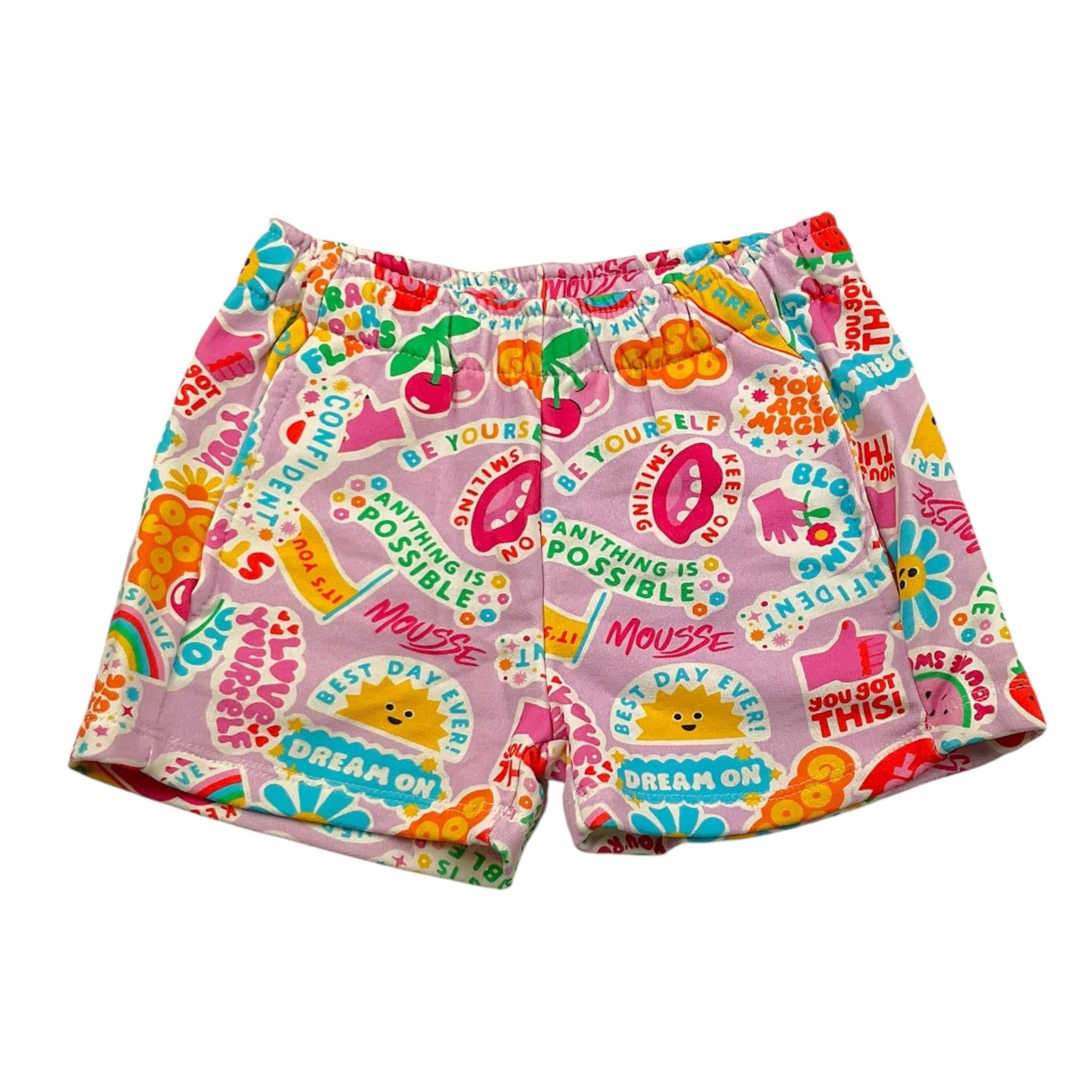 Mousse Short Tinta Unita con Fantasia per Bambina SKSF377 BIANCO MOUSSE 