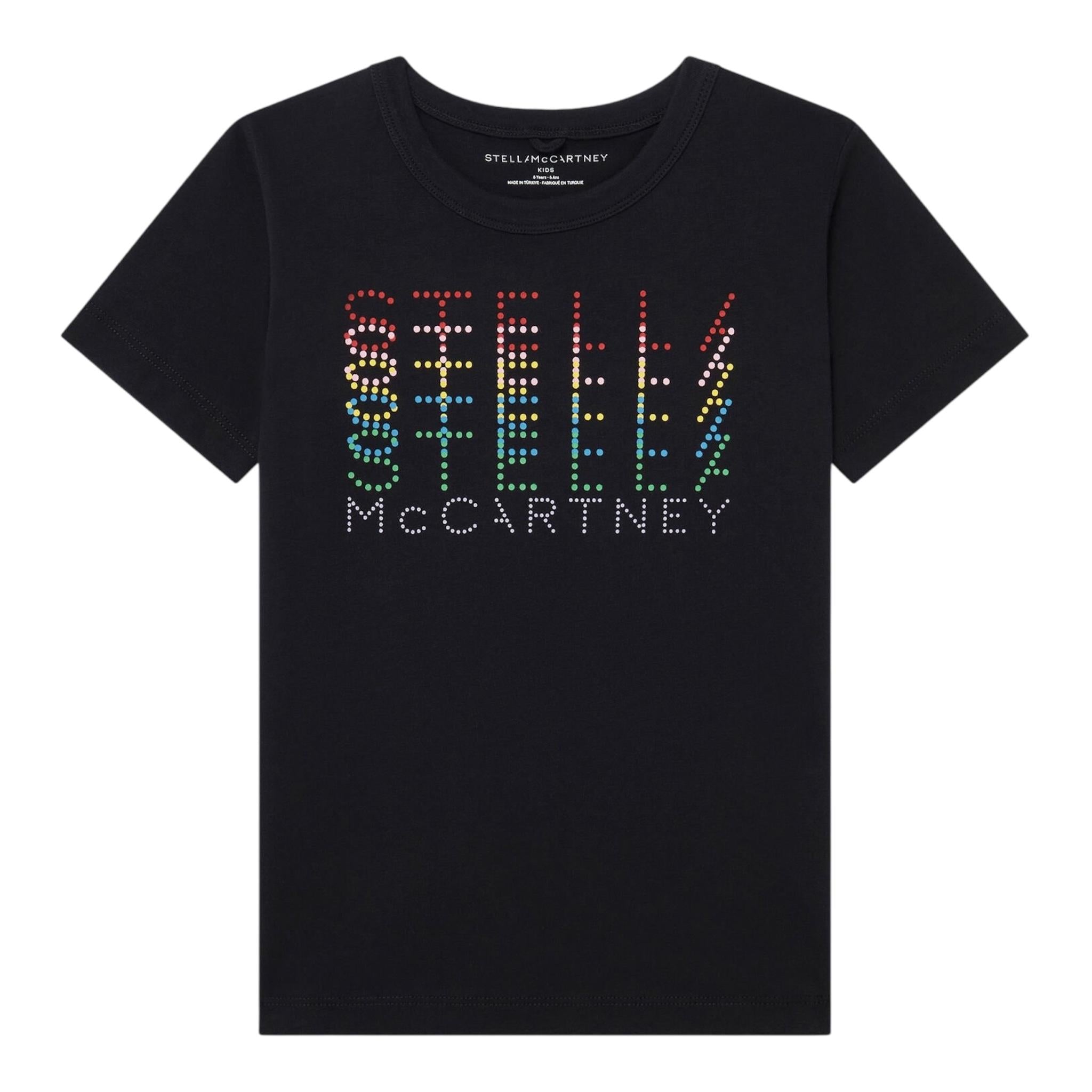 STELLA McCARTNEY t-shirt girocollo tinta unita con stampa Nero per Bambina TV8C81 NERO STELLA McCARTNEY 