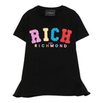John Richmond T-Shirt Girocollo Tinta Unita con Stampa per Bambina RGP25139TSX NERO JOHN RICHMOND 
