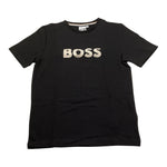 Boss T-Shirt Girocollo Tinta Unita con Logo per Bambino J52049 NERO BOSS 