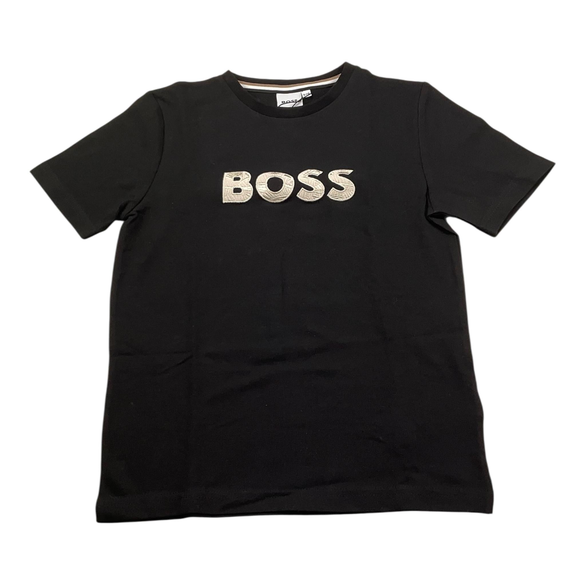 Boss T-Shirt Girocollo Tinta Unita con Logo per Bambino J52049 NERO BOSS 