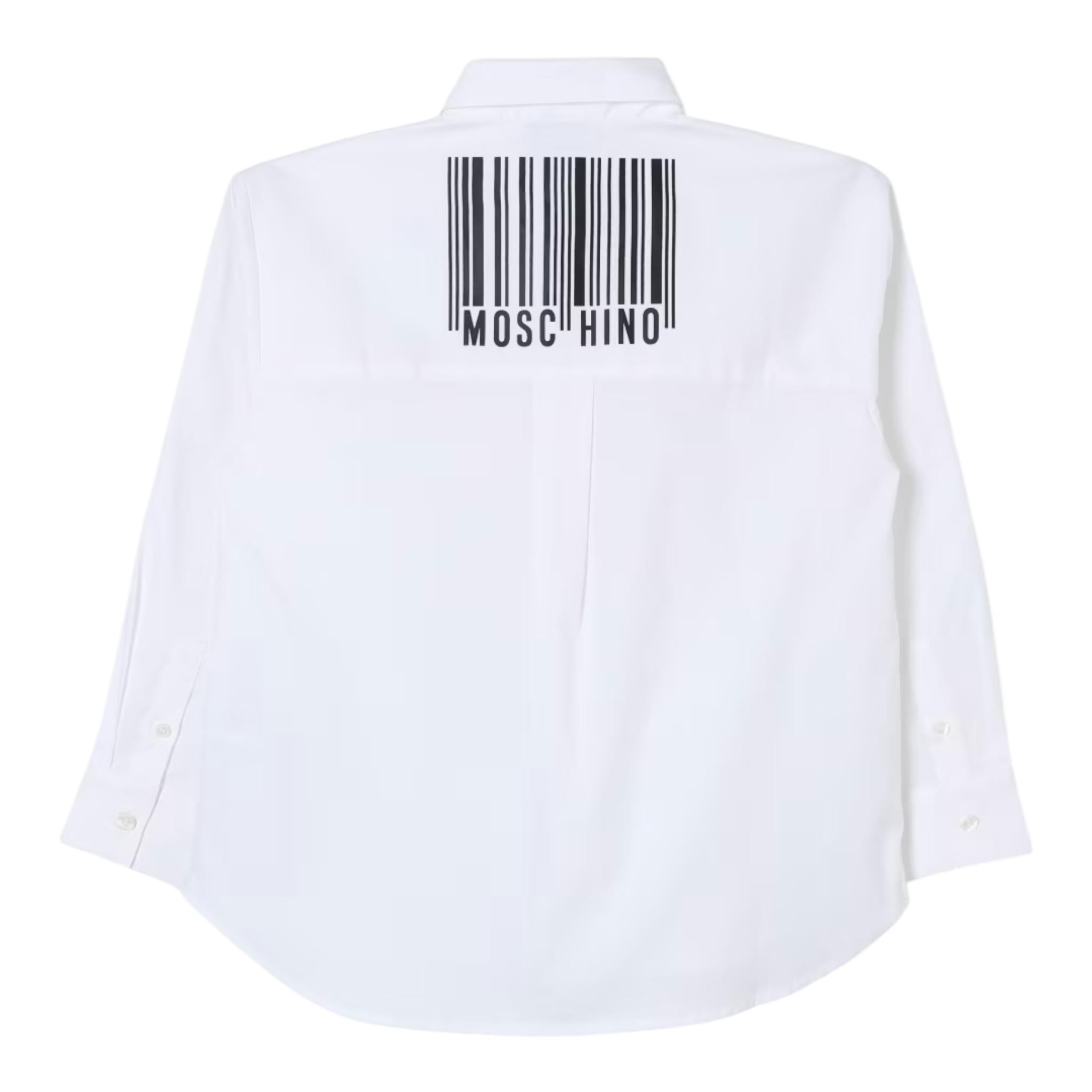 MOSCHINO camicia manica lunga tinta unita con stampa logo Bianco per Bambino HDC01X BIANCO MOSCHINO 