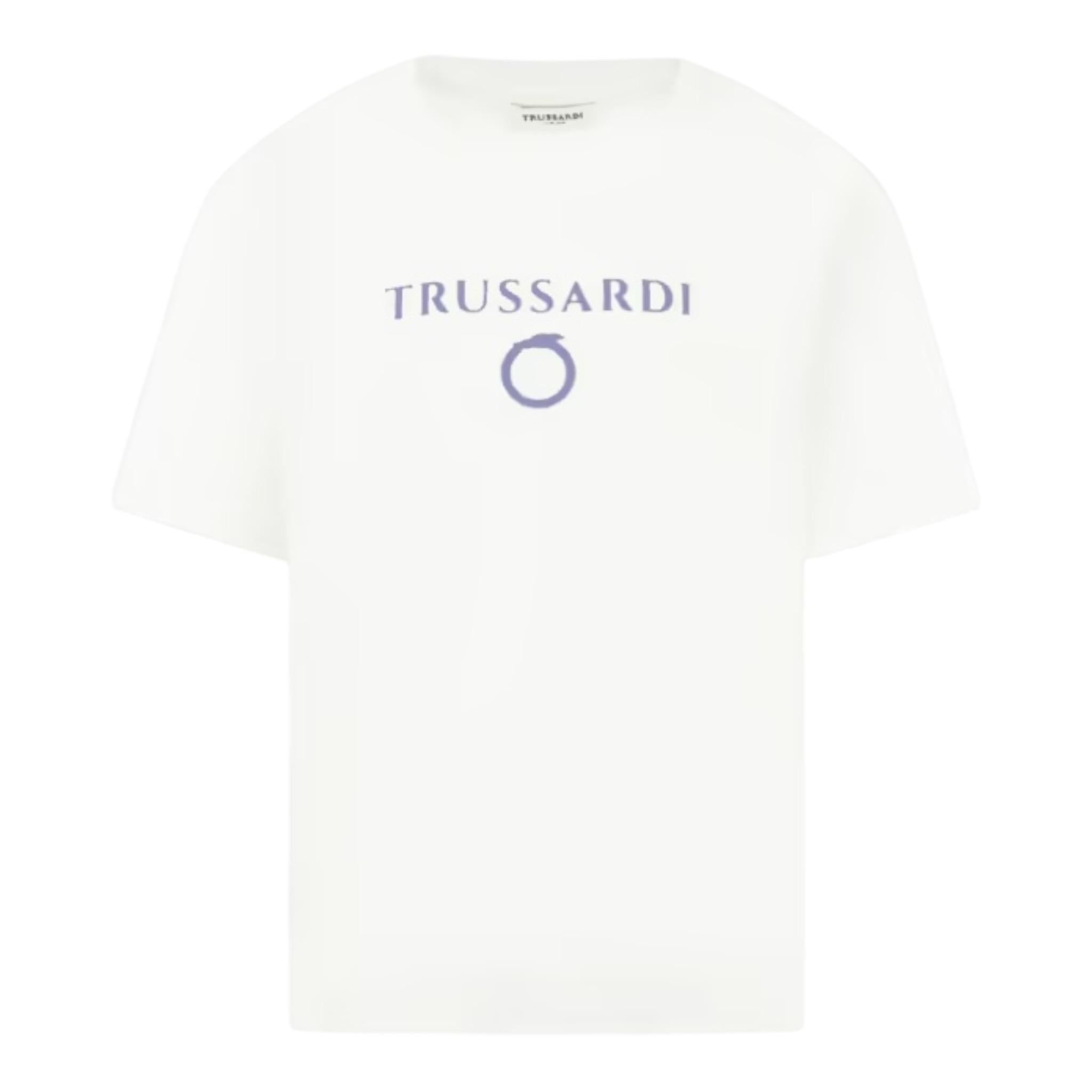 Trussardi T-Shirt Tinta Unita con Stampa per Bambino TBP25030TSJ BIANCO TRUSSARDI 