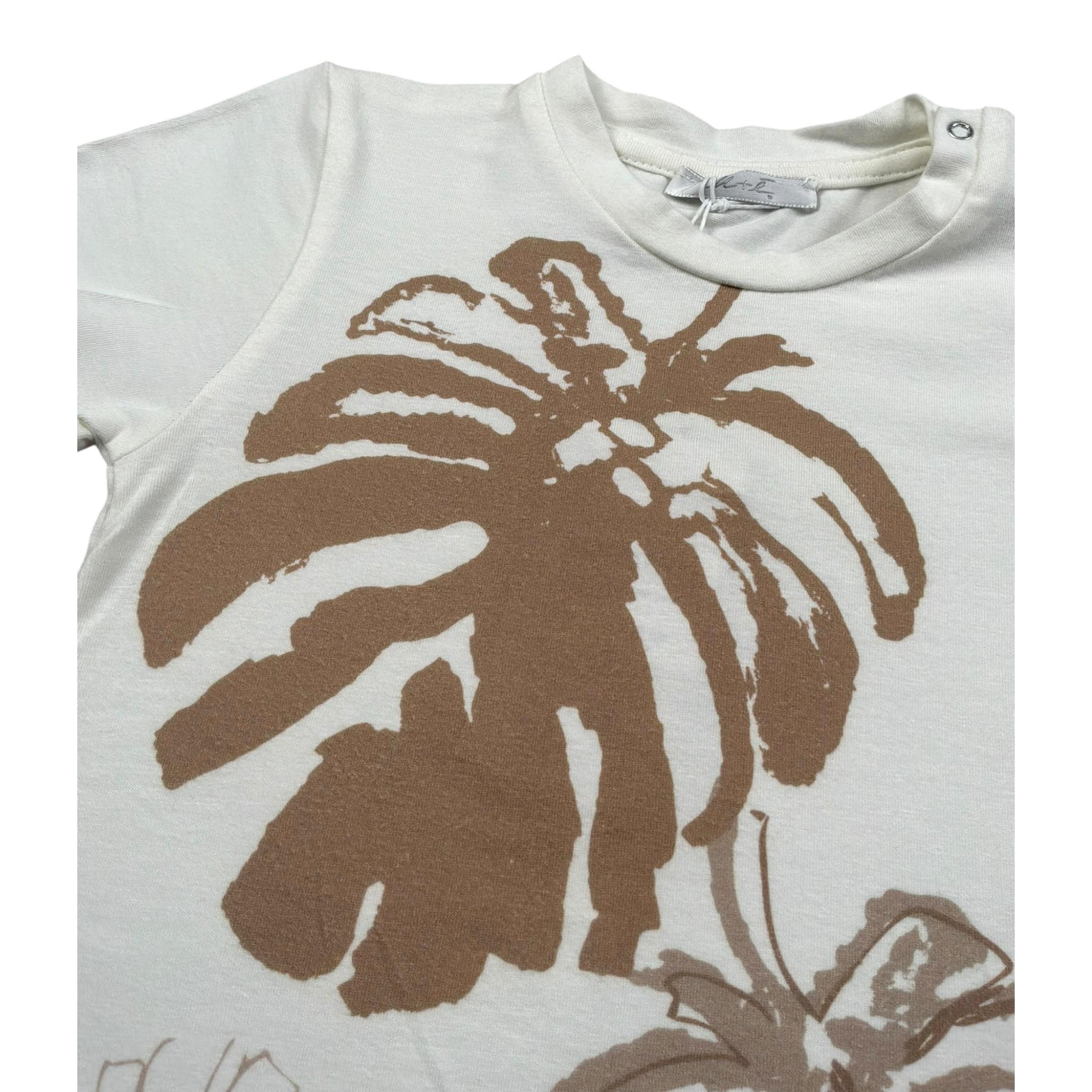 M+E' T-Shirt Girocollo Tinta Unita con Stampe per Neonato UEM0484NX PANNA M+E' 