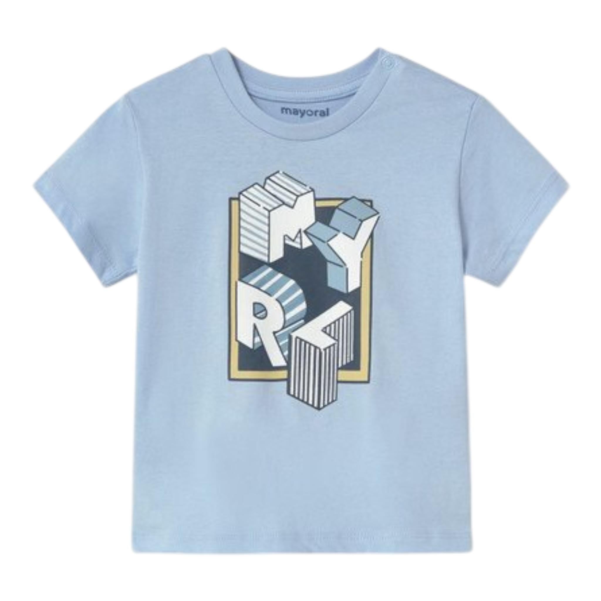 Mayoral T-Shirt Girocollo Tinta Unita con Stampa per Neonato 106 AZZURRO MAYORAL 
