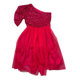 J'Aime' Abito Monospalla tinta unita con Paillettes Fuxia per Bambina 4907G FUXIA J'AIME' 