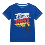 Guess T-Shirt Girocollo Tinta Unita con Stampa per Neonato N5RI02K8HM4N BLU GUESS 