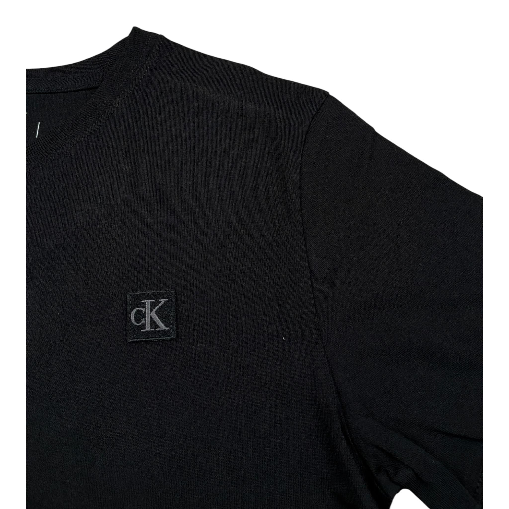Calvin Klein T-Shirt Girocollo tinta unita con Logo Nero per Bambino IU0IU00543X NERO CALVIN KLEIN 