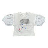 Miss Grant T-Shirt Girocollo tinta unita con Stampa Bianco per Neonata MG1235N BIANCO MISS GRANT 