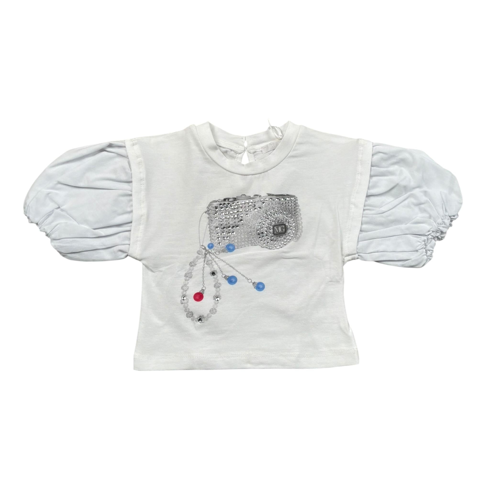 Miss Grant T-Shirt Girocollo tinta unita con Stampa Bianco per Neonata MG1235N BIANCO MISS GRANT 