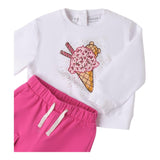 Minibanda Completo 2 Pezzi Felpa-Pantalone Bicolore per Neonata 0B241 BIANCO/FUXIA MINIBANDA 