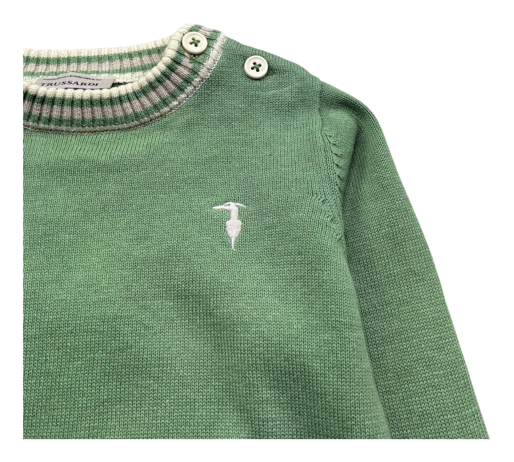 Trussardi Maglia Girocollo Tinta Unita per Neonato TIP26055MA VERDE TRUSSARDI 