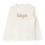 Liu Jo Shirt Tinta Unita Girocollo con Brillantini per Neonata KF4069X PANNA LIU JO 