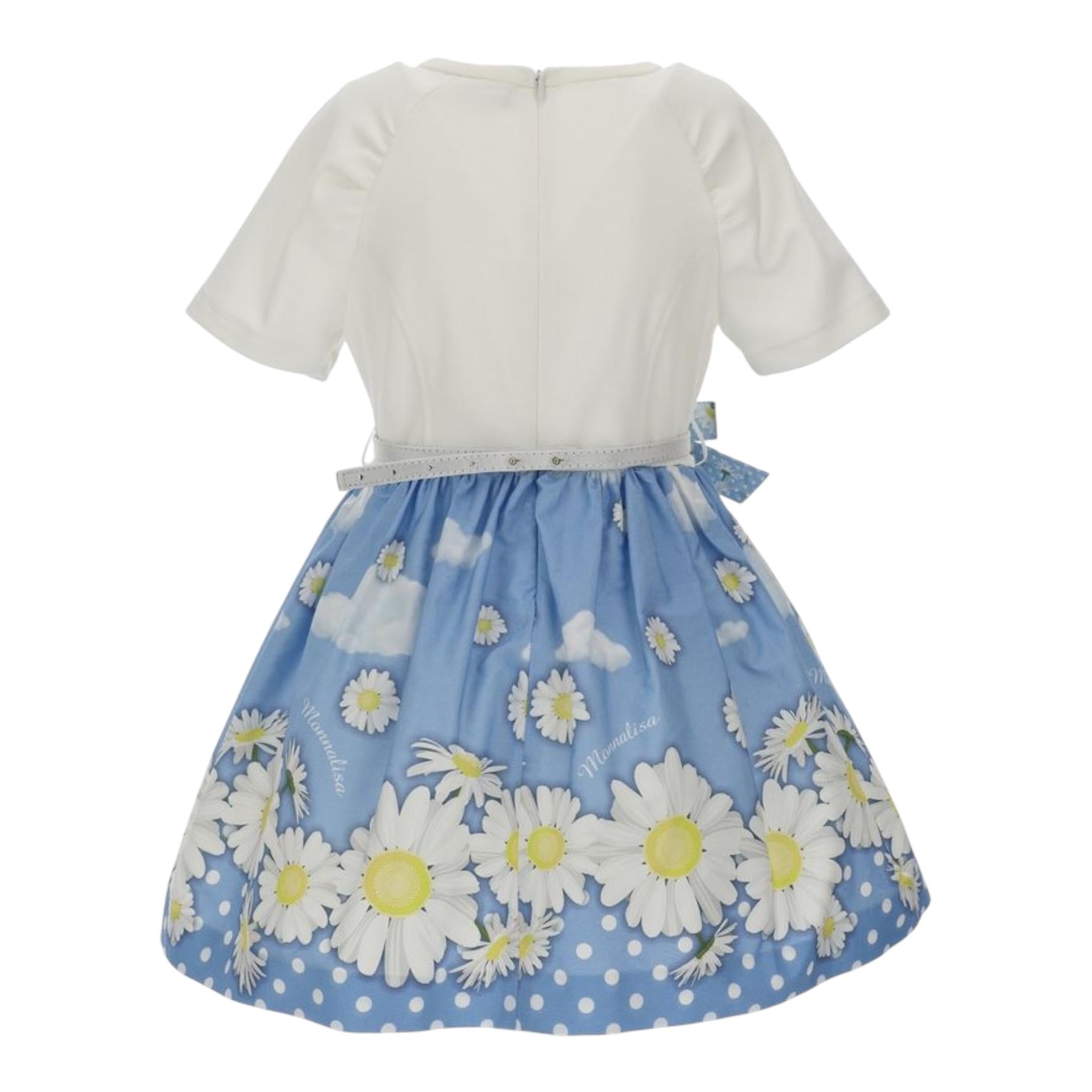 Monnalisa Abito Bicolore con Fantasia Margherite per Neonata 119900 BIANCO MONNALISA 