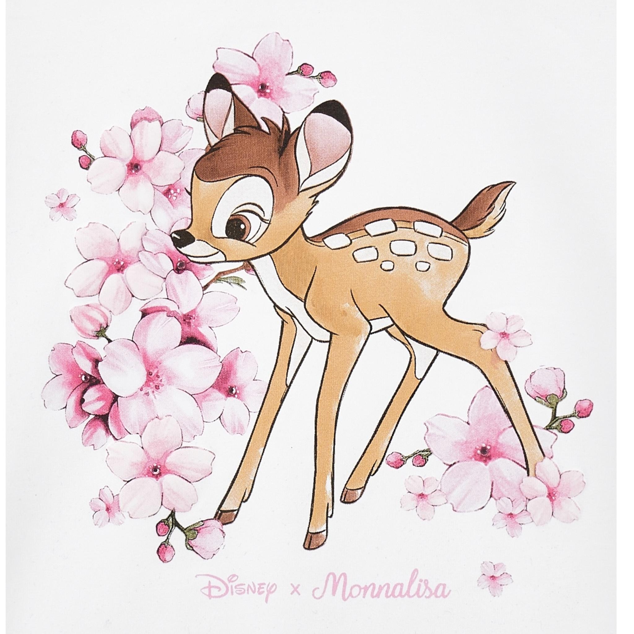 Monnalisa T-Shirt Girocollo Tinta Unita Stampa Bamby per Bambina 11E612 BIANCO MONNALISA 