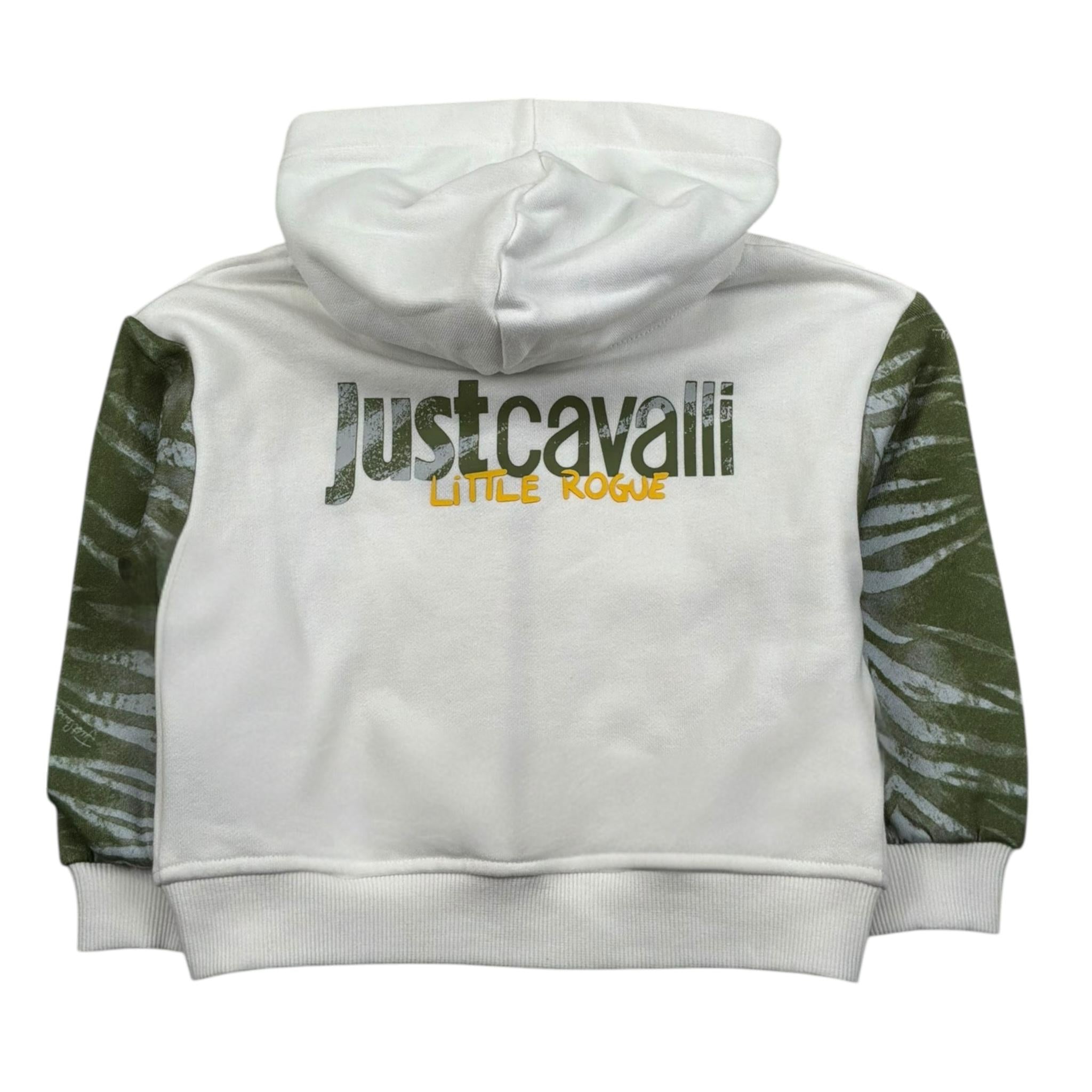 Just Cavalli Felpa con Zip E Cappuccio Tinta Unita con Maniche In Contrasto per Neonato JIP26082FE BIANCO JUST CAVALLI 