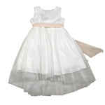 Bella Brilli Abito Cerimonia Tinta Unita Giromanica per Bambina BB802446 BIANCO BELLA BRILLI 