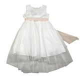 Bella Brilli Abito Cerimonia Tinta Unita Giromanica per Bambina BB802446 BIANCO BELLA BRILLI 