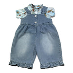 Moschino Completo 2 Pezzi Camicia-Salopette In Denim per Neonata MDG01N AZZURRO MOSCHINO 