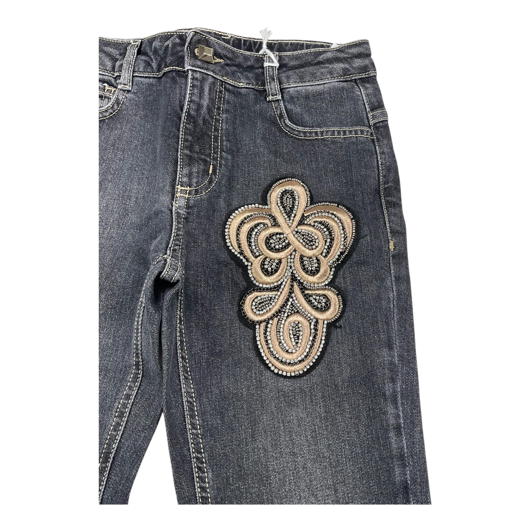 HATE LOVE jeans tinta unita modello zampa Nero per Bambina OJPT00757 NERO HATE LOVE 