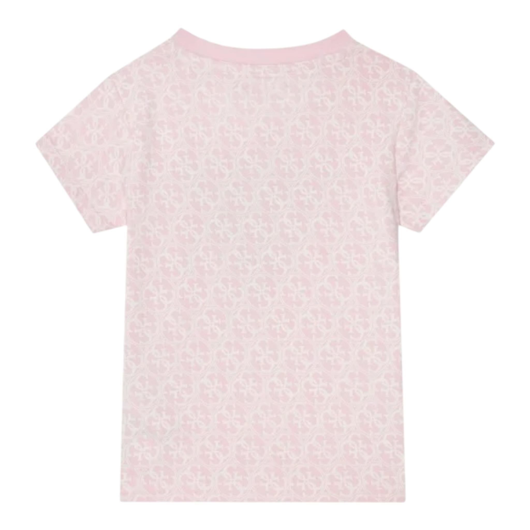 Guess T-Shirt Girocollo Tinta Unita con Stampa per Neonata K5RI15K6YWN ROSA GUESS 