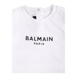 Balmain T-Shirt Girocollo Tinta Unita con Stampa per Neonato BW8641 BIANCO BALMAIN 