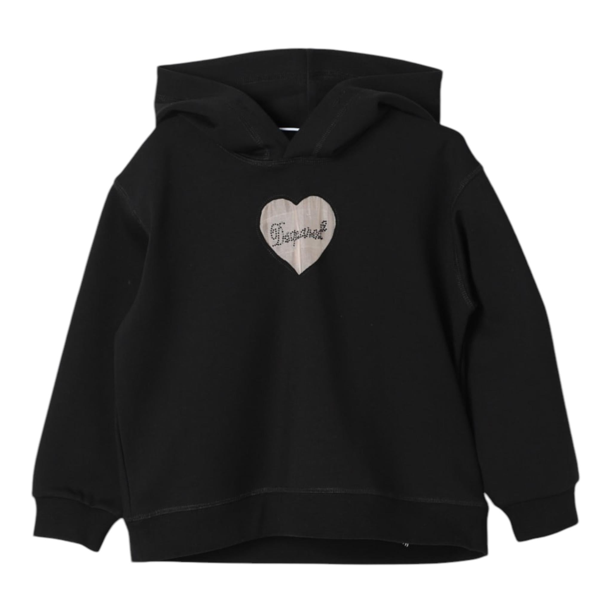 DSQUARED2 felpa tinta unita con cappuccio e stampa Nero per Bambina DQ2581 NERO DSQUARED2 