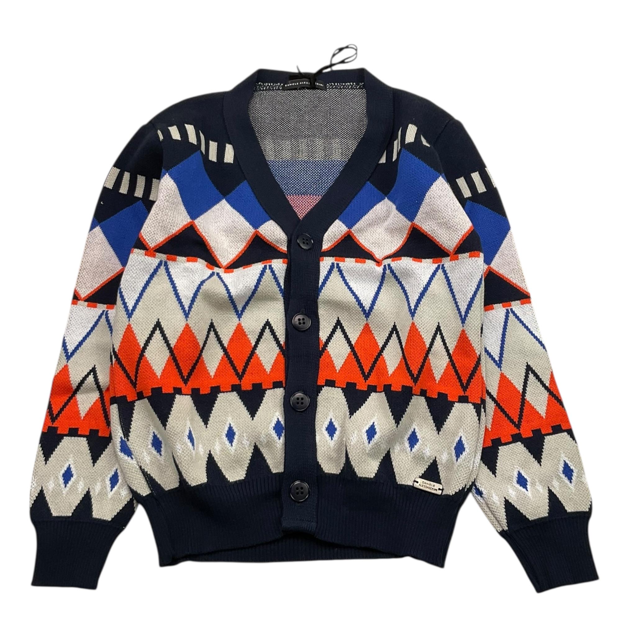 DANIELE ALESSANDRINI cardigan tinta unita con fantasia astratta Blu per Bambino 1231W00039 BLU DANIELE ALESSANDRINI 