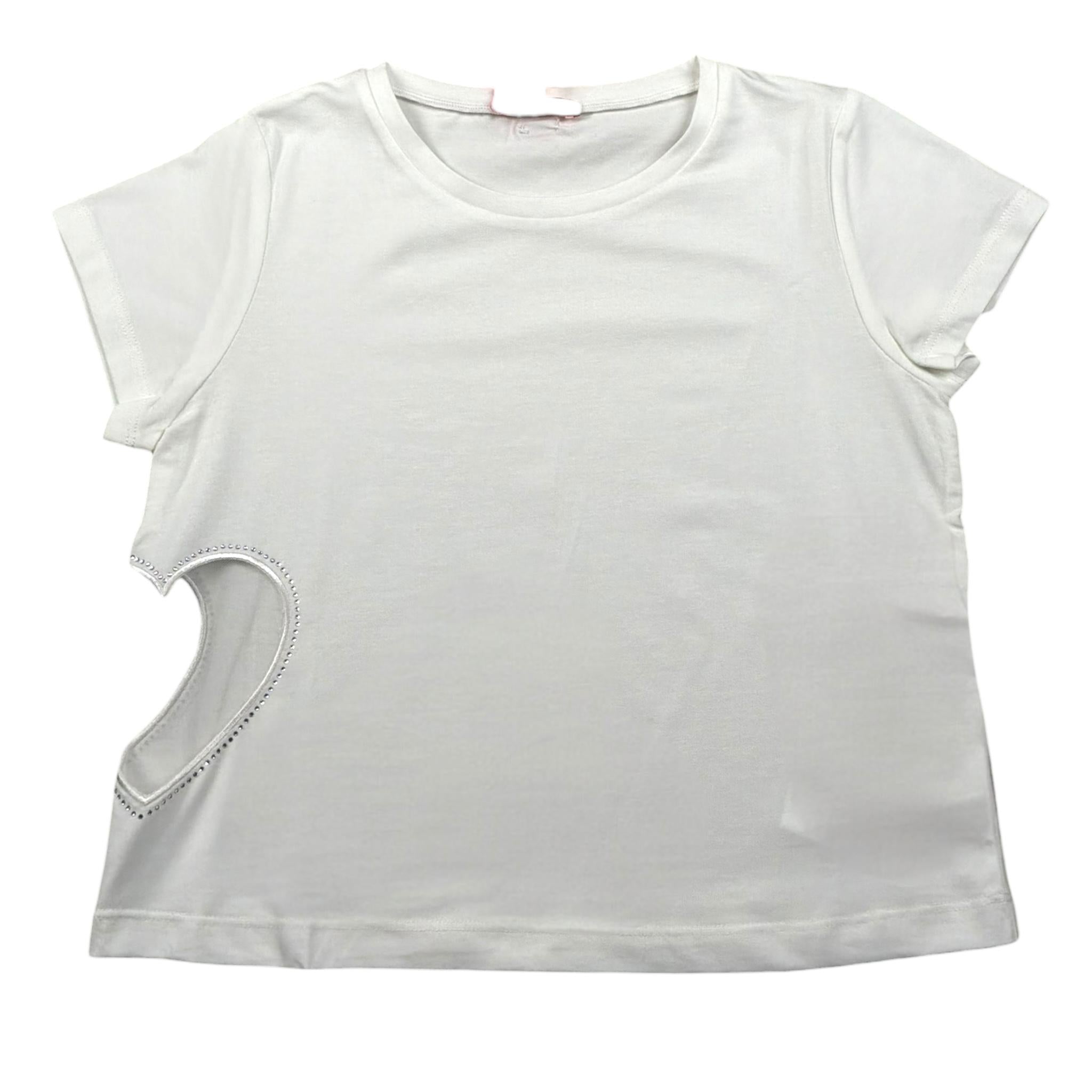 Liu Jo T-Shirt Girocollo Tinta Unita con Applicazione per Bambina GA5067XXX BIANCO LIU JO 