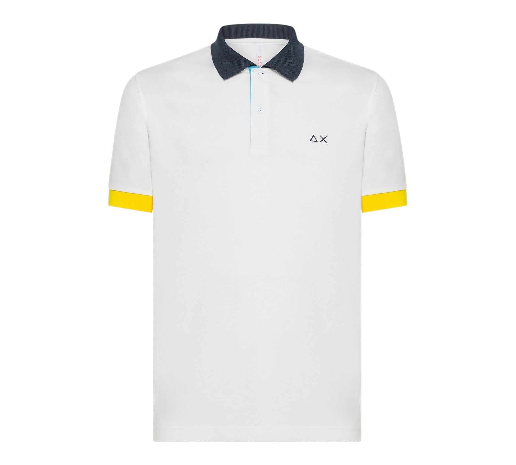 Sun68 Polo Mezza Manica Tinta Unita con Colletto In Contrasto per Bambino A34315 BIANCO SUN68 