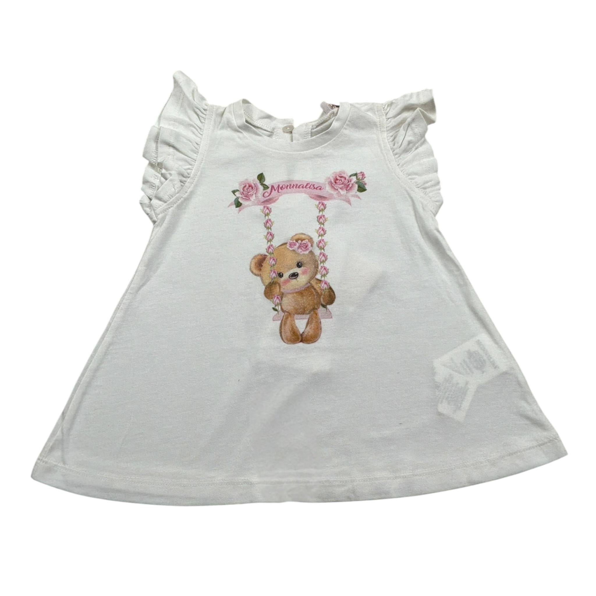 Monnalisa T-Shirt Girocollo tinta unita con Stampa Bianco per Neonata 39A609 BIANCO MONNALISA 