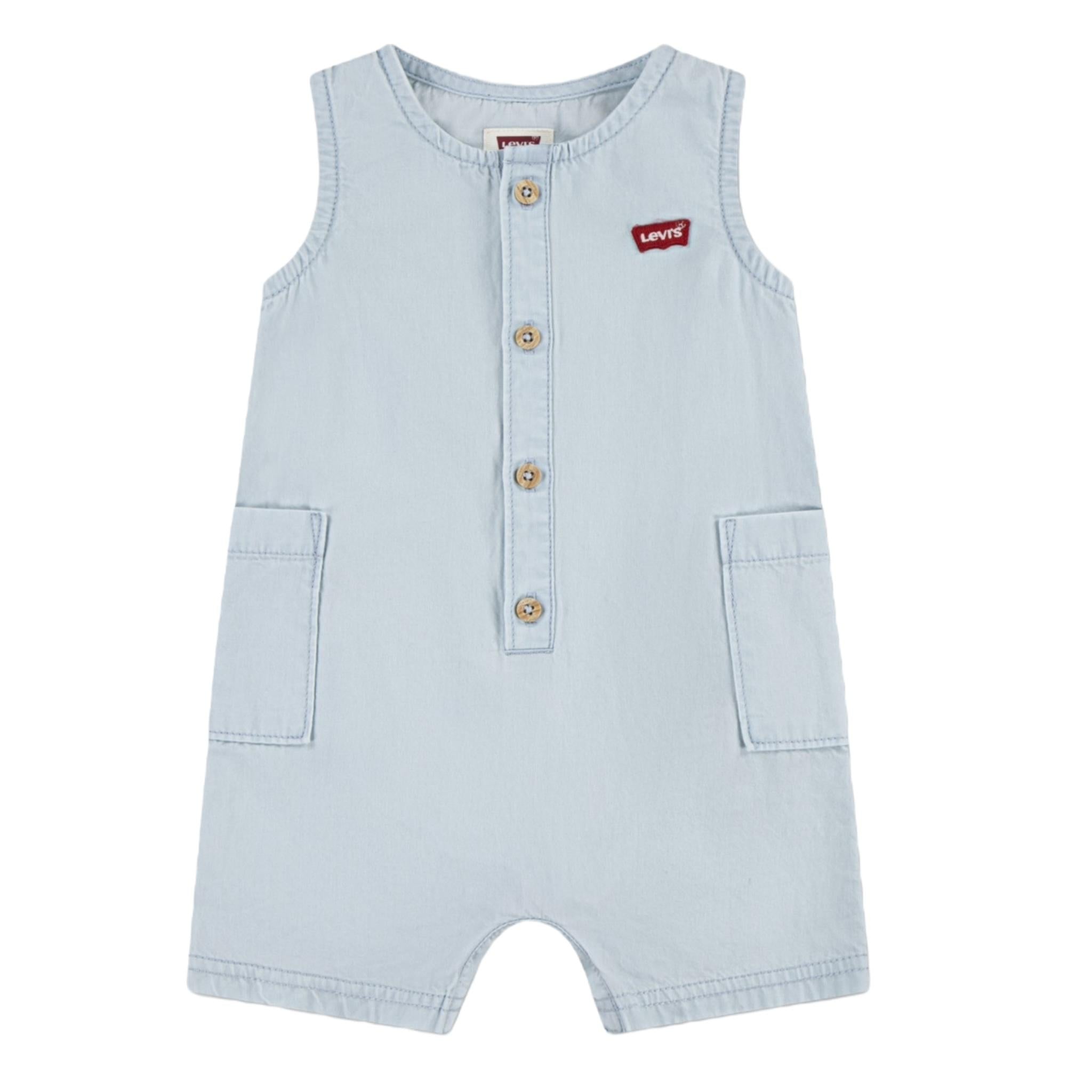 Levi'S Pagliaccetto Tinta Unita In Denim Giromanica per Neonato 6EK229 AZZURRO LEVI'S 