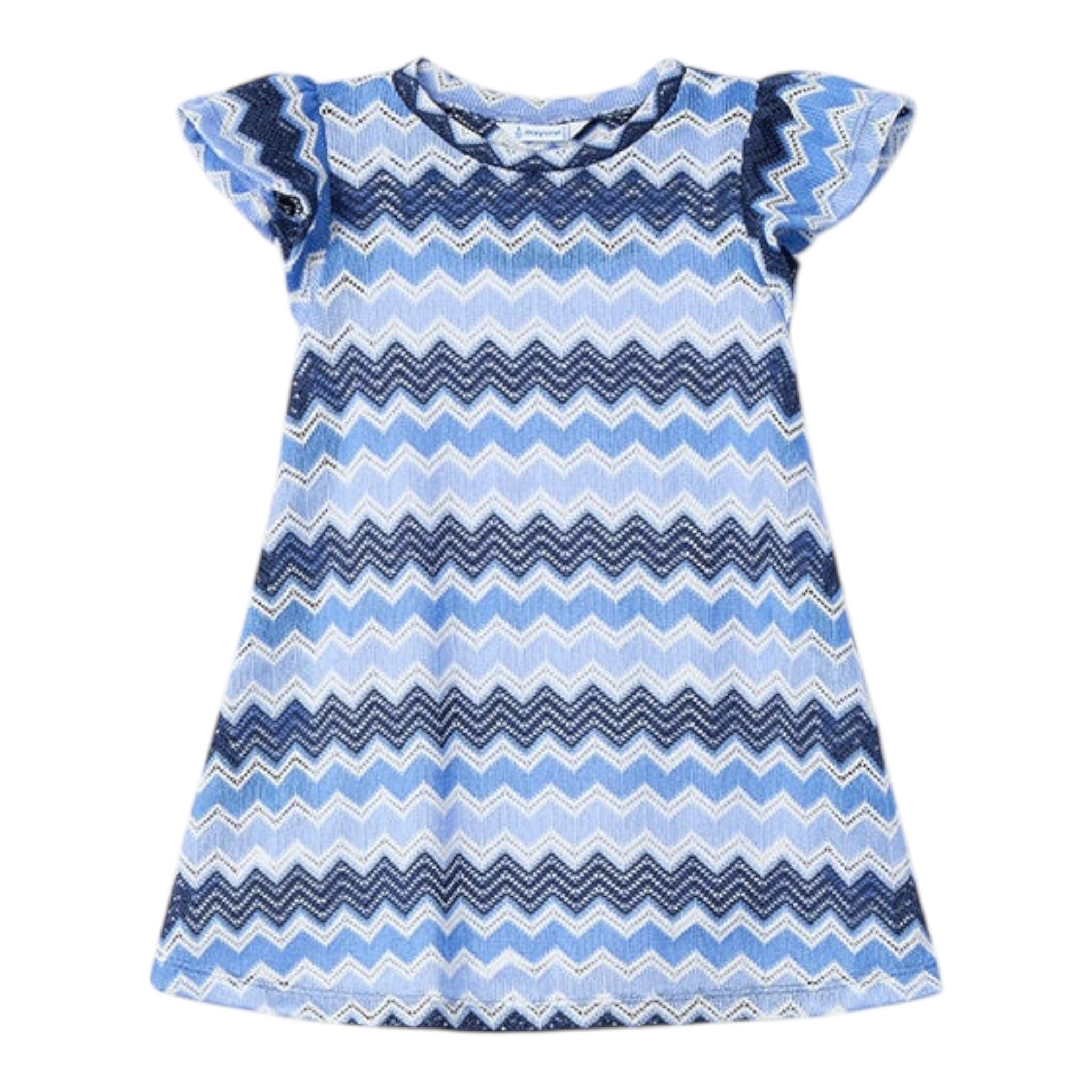 Mayoral Abito Tinta Unita con Fantasia Mezza Manica per Bambina 3926 BLU MAYORAL 