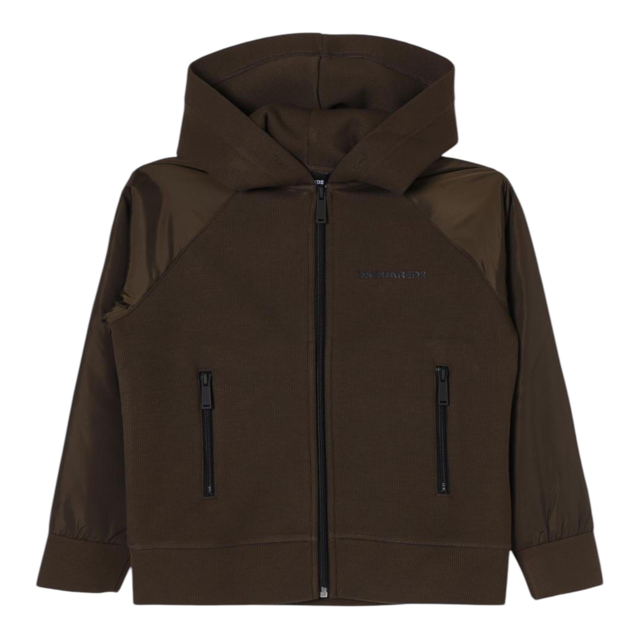 DSQUARED2 felpa tinta unita con cappuccio e zip Verde per Bambino DQ2461 VERDE DSQUARED2 