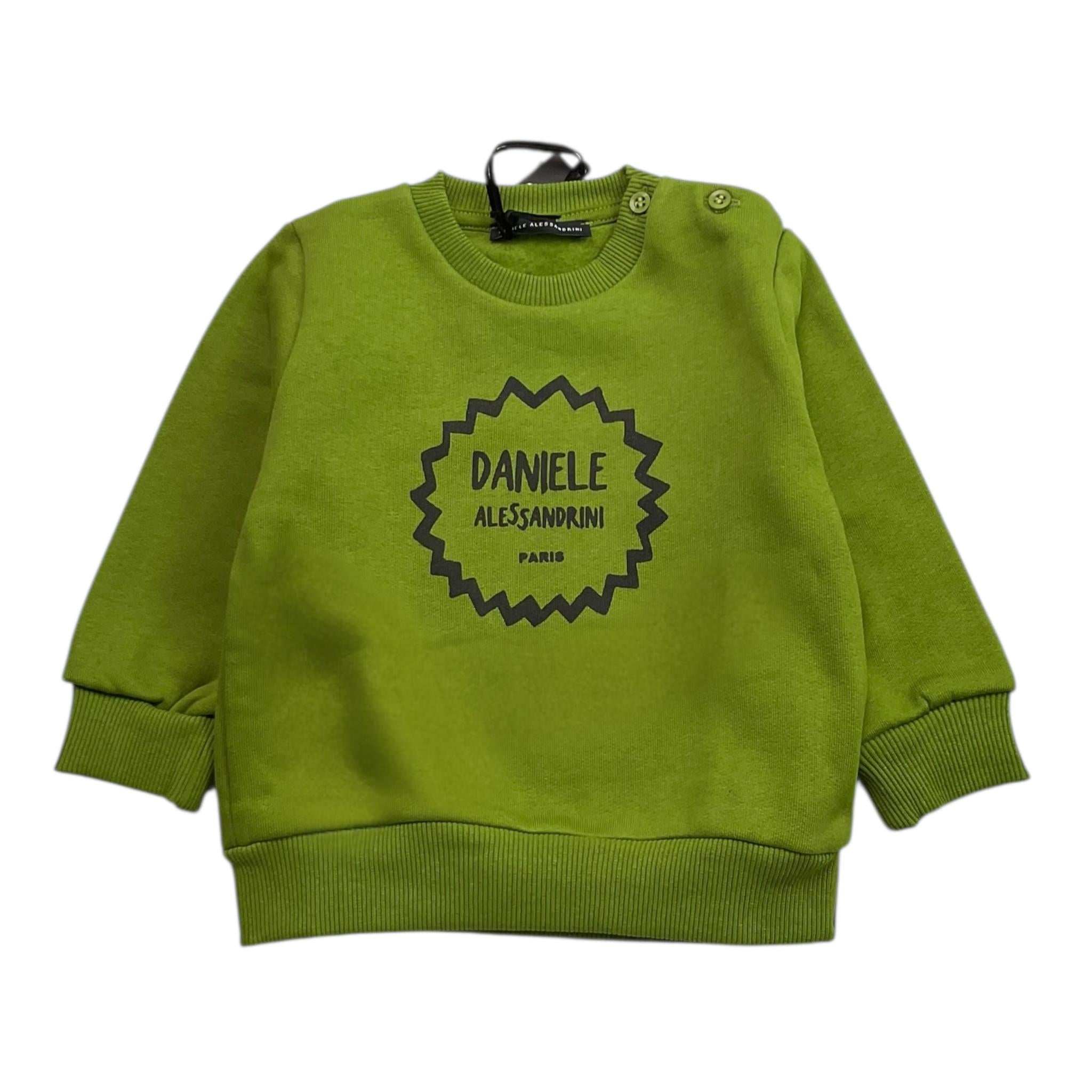 DANIELE ALESSANDRINI felpa girocollo tinta unita con stampa Verde per Neonato 1291F00063 VERDE DANIELE ALESSANDRINI 