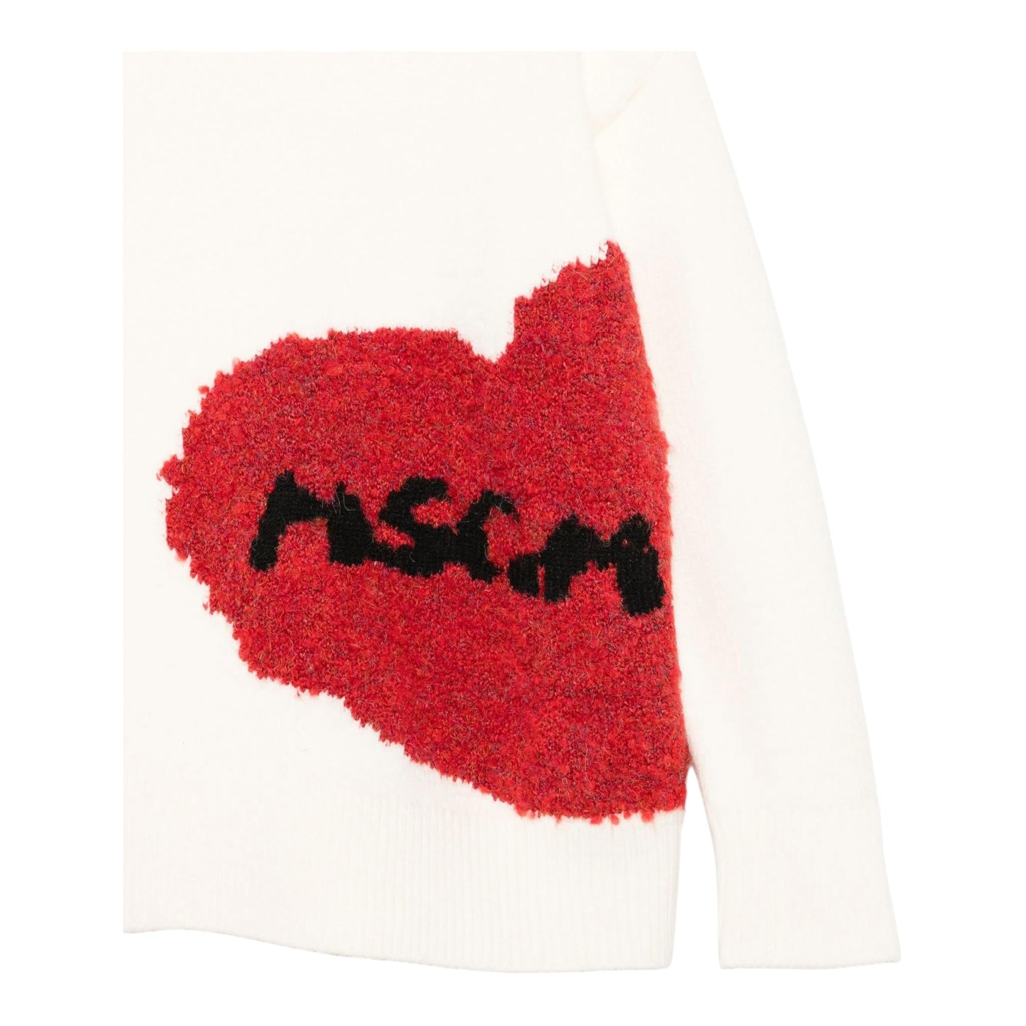 MSGM maglia girocollo tinta unita cn stampa cuore Panna per Bambina F4MSJGJP131 PANNA MSGM 