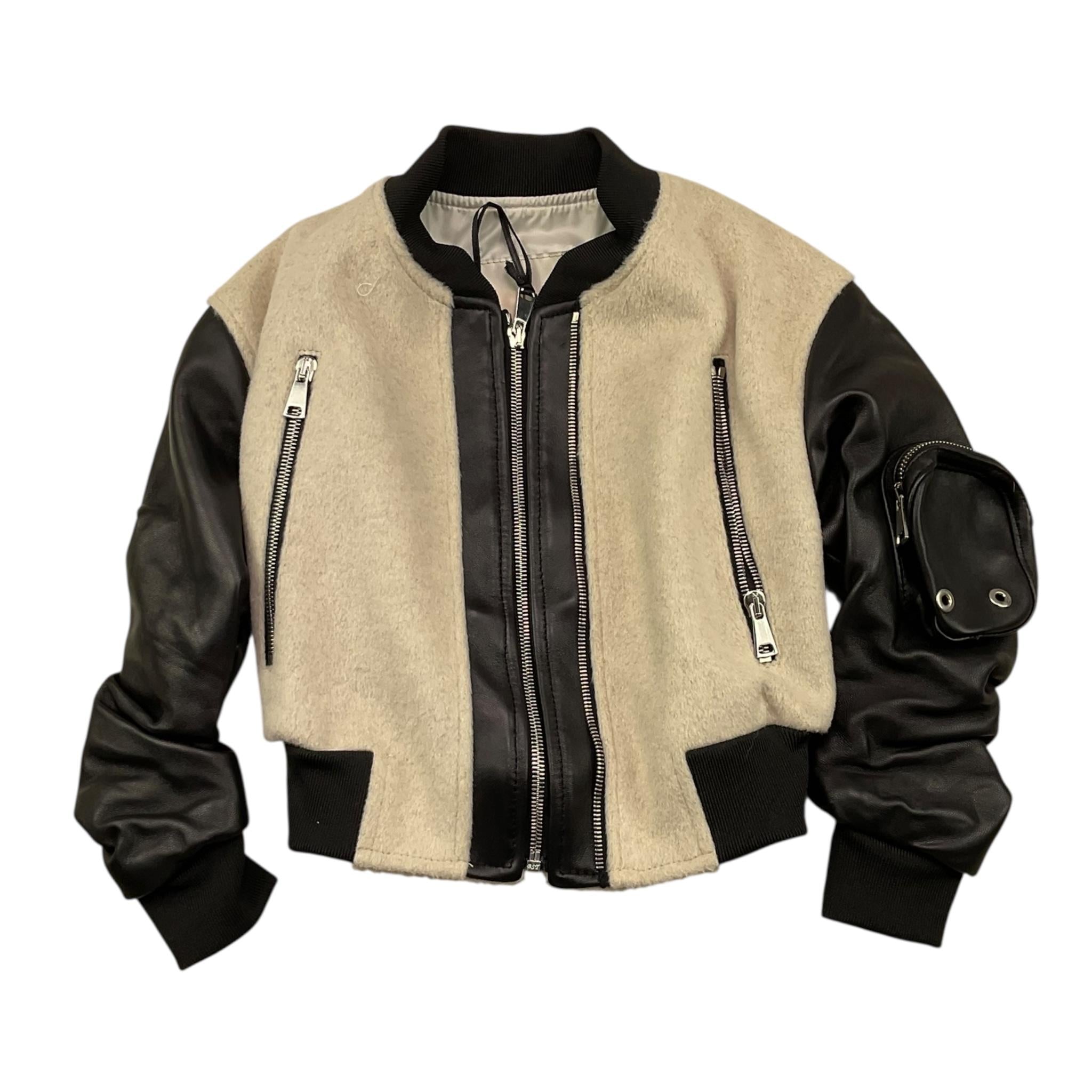 YES LONDON giubbino bicolore tinta unita con zip Panna/nero per Neonato JR0038 PANNA/NERO YES LONDON 