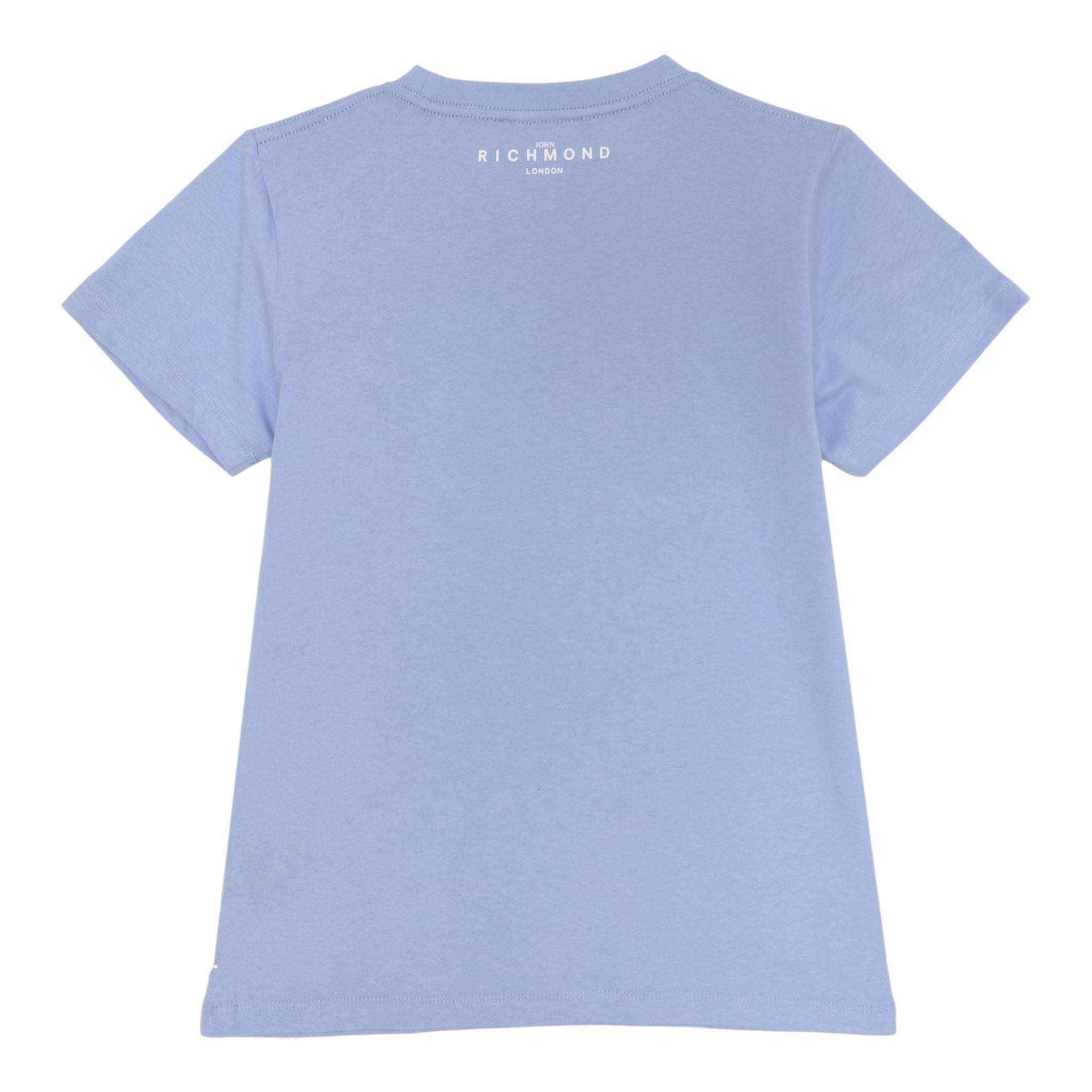John Richmond T-Shirt Girocollo Tinta Unita con Stampa per Bambino RBP25117TS AZZURRO JOHN RICHMOND 