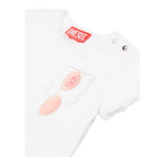 Diesel T-Shirt Girocollo Tinta Unita con Ricami per Bambina K00636 BIANCO DIESEL 