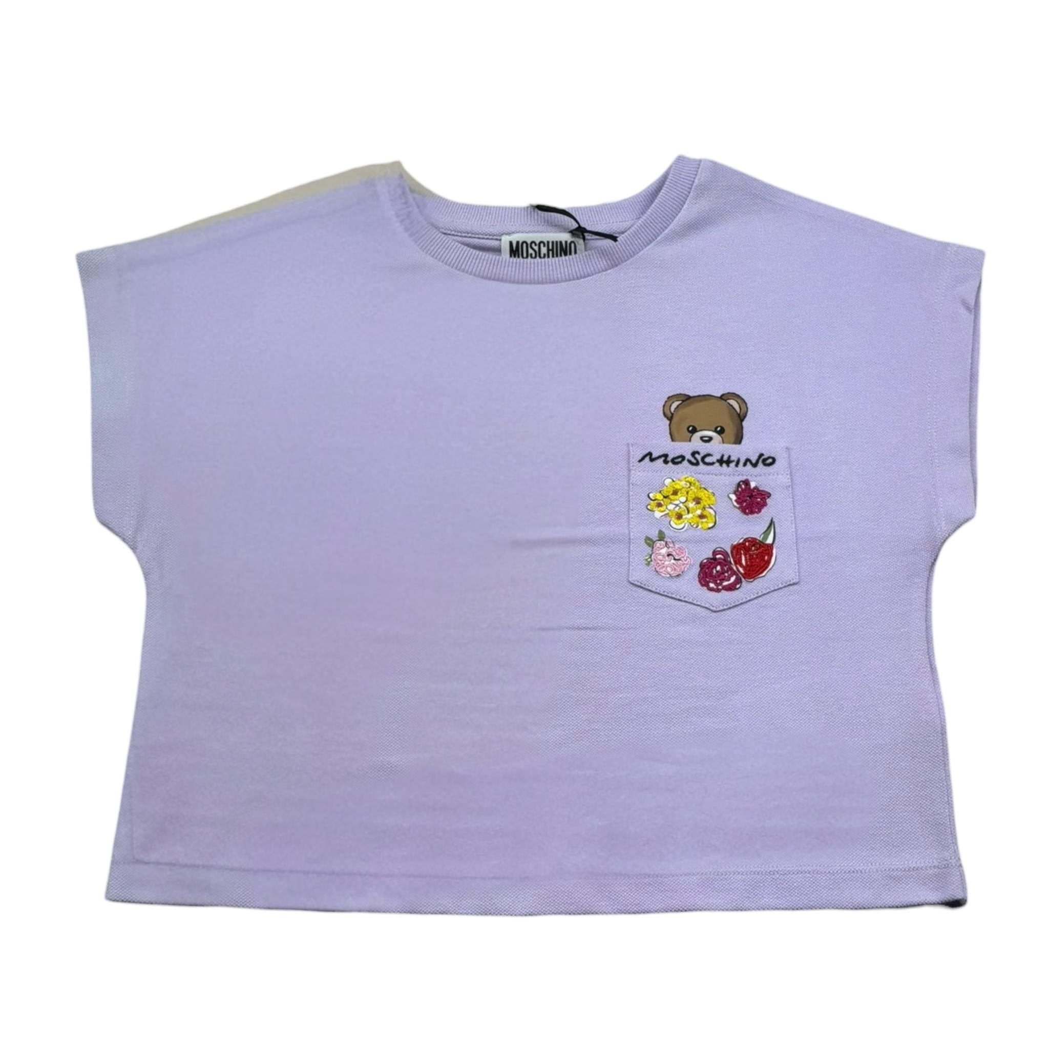 Moschino T-Shirt Girocollo Tinta Unita con Stampa per Bambina HDM06X LILLA MOSCHINO 