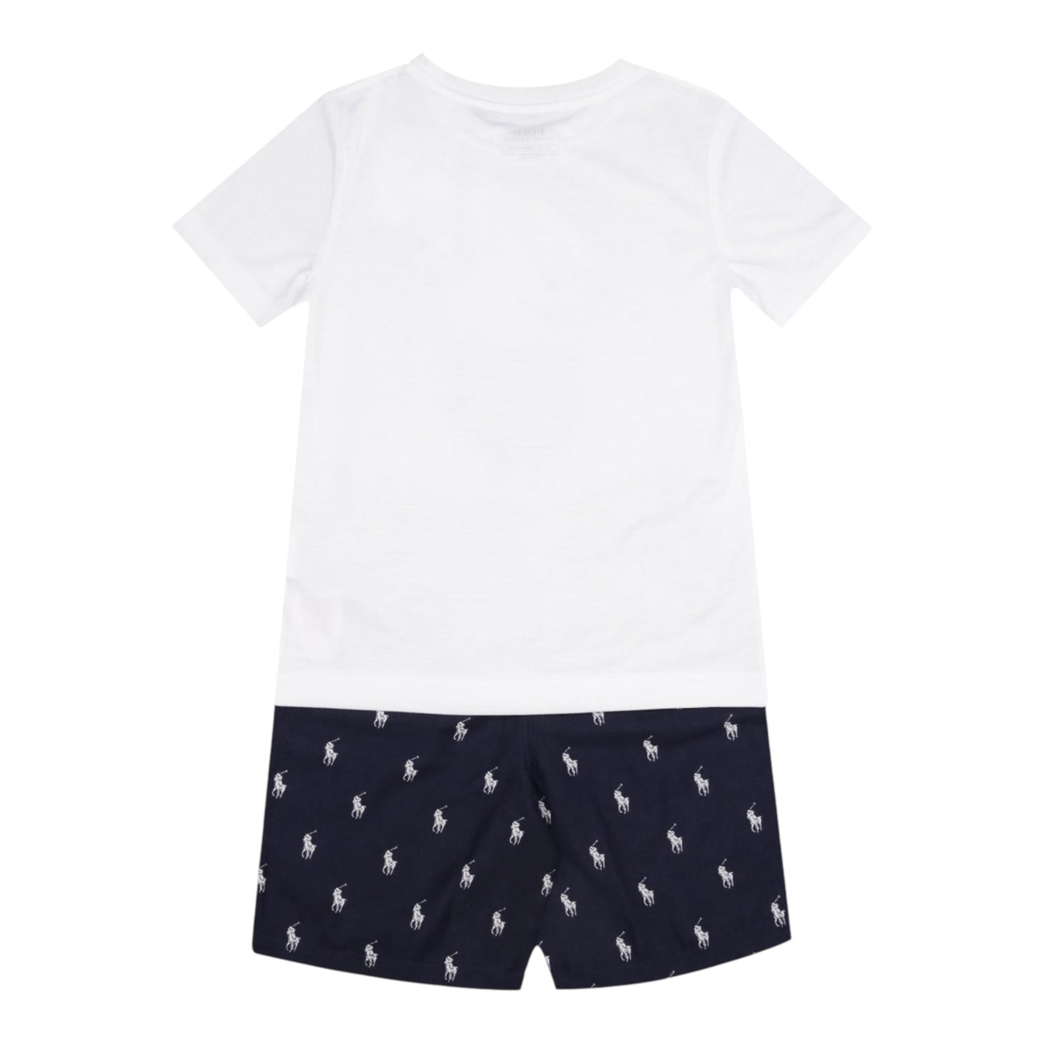 Ralph Lauren Completo 2 Pezzi Pigiama T-Shirt-Bermuda  per Bambino 9P0109 BIANCO RALPH LAUREN 