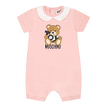 Moschino Pagliaccetto Tinta Unita con Stampa per Neonata MUT049 ROSA MOSCHINO 