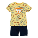 Guess Completo 2 Pezzi T-Shirt-Bermuda Bicolore per Neonato N5GG00K8HM4N GIALLO GUESS 