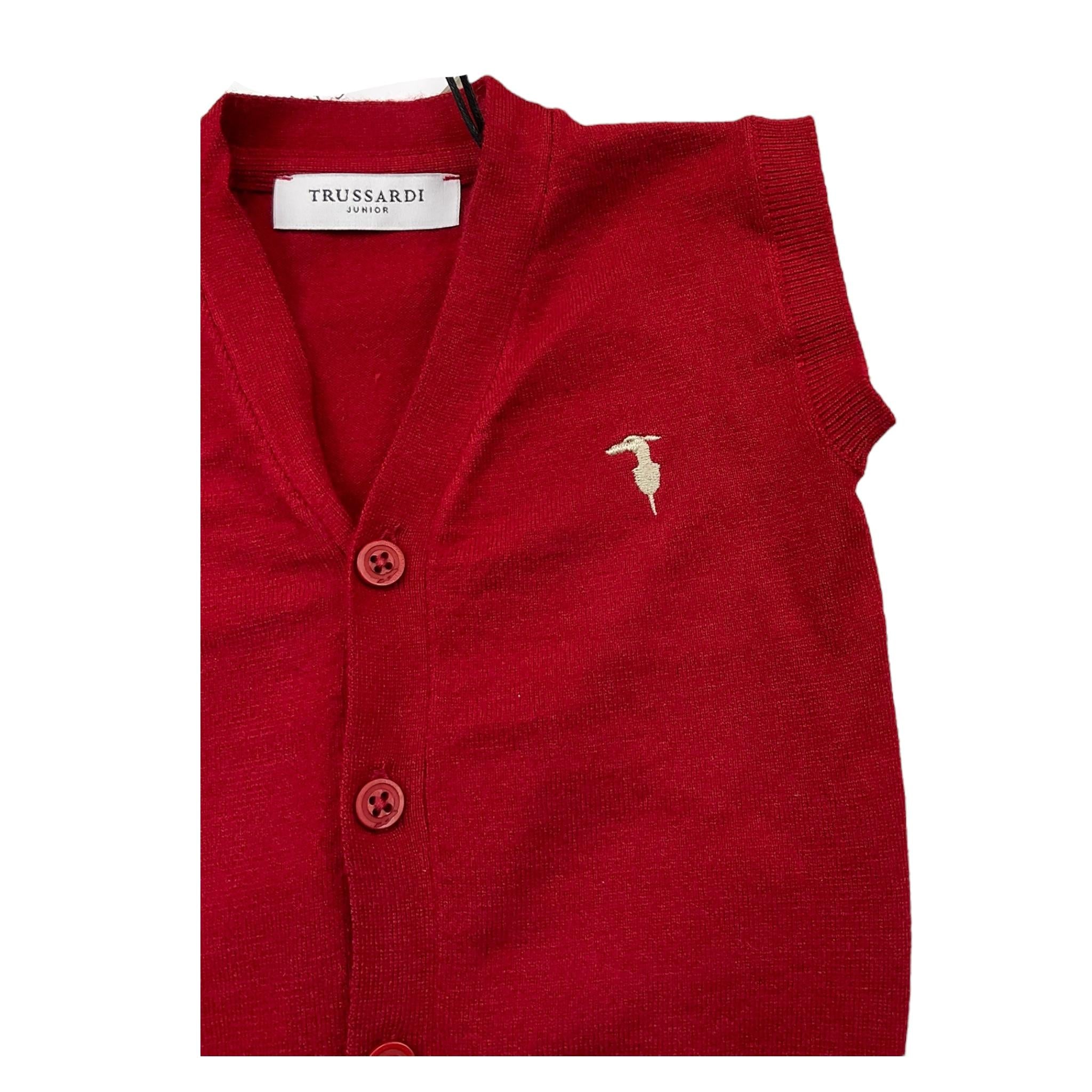 TRUSSARDI gilet tinta unita scollo a v Rosso per Neonato TIA25027 ROSSO TRUSSARDI 