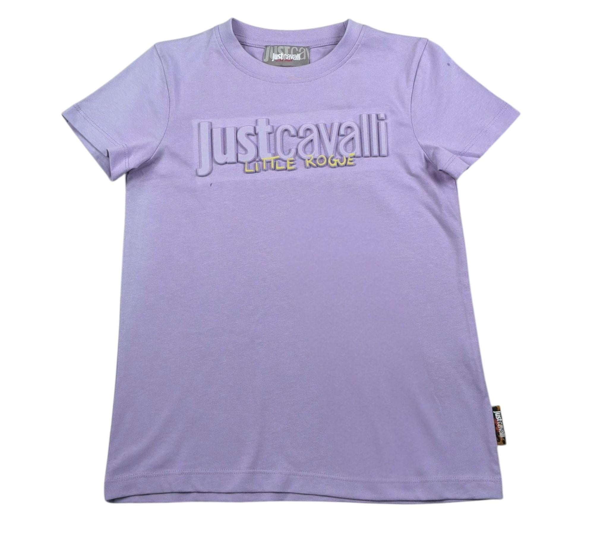Just Cavalli T-Shirt Girocollo Tinta Unita con Logo per Bambina JGP260\4TS LILLA JUST CAVALLI 