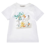 Monnalisa T-Shirt Girocollo Tinta Unita con Stampa per Neonato 28E603 BIANCO MONNALISA 