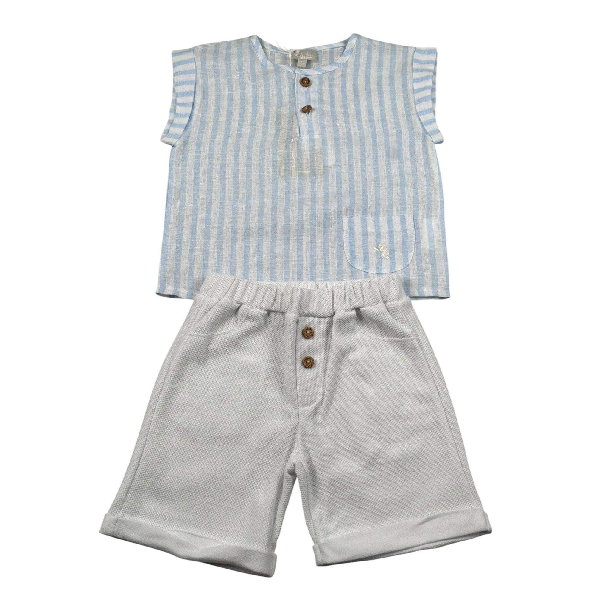 Lalalu' Completo 2 Pezzi Camicia-Bermuda Bianco/Beige per Neonato CCTL01G BIANCO/BEIGE LALALU' 