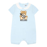 Moschino Pagliaccetto Tinta Unita con Stampa per Neonato MUT049M AZZURRO MOSCHINO 
