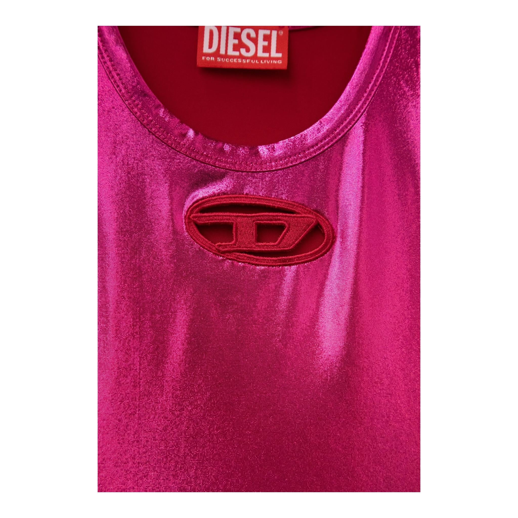 Diesel Canotta Tinta Unita con Logo per Bambina J02178X MAGENTA DIESEL 