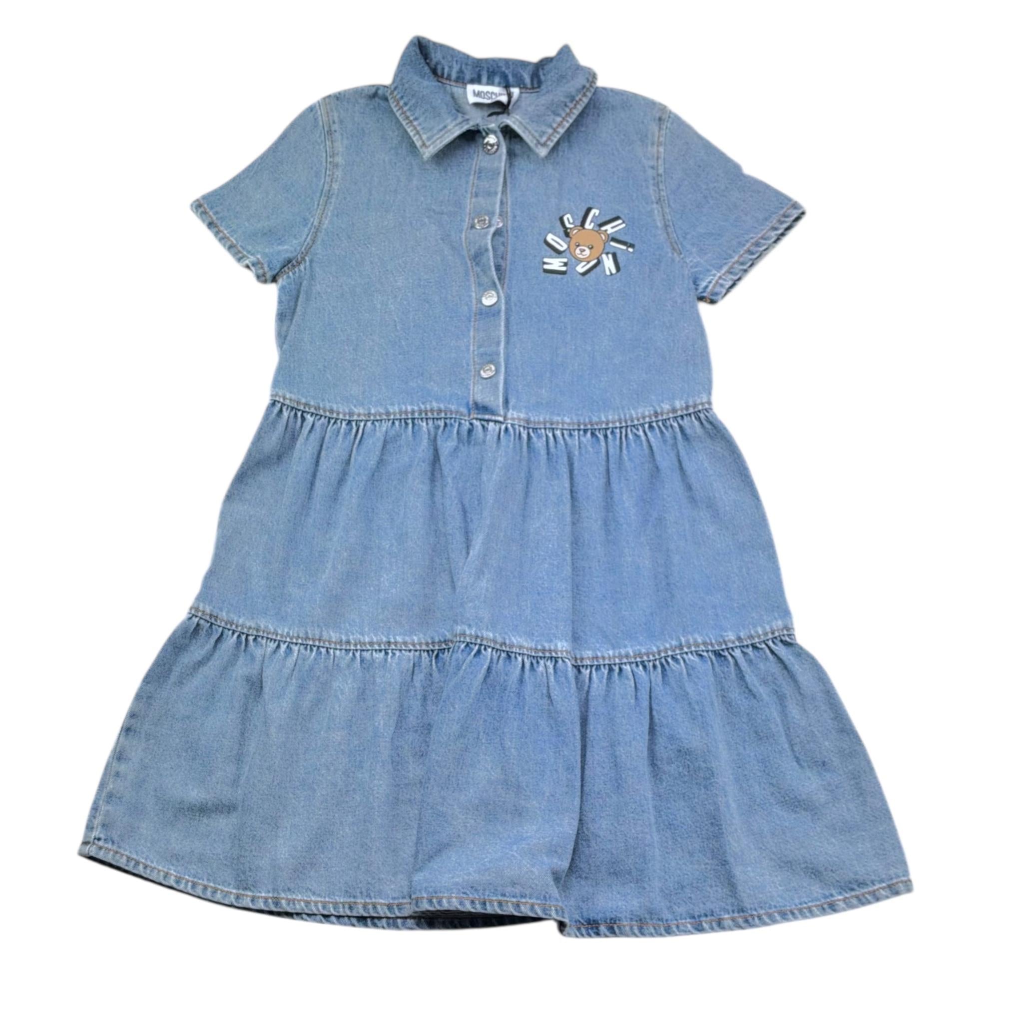 Moschino Abito In Denim Mezza Manica Tinta Unita per Bambina HDV0HD AZZURRO MOSCHINO 